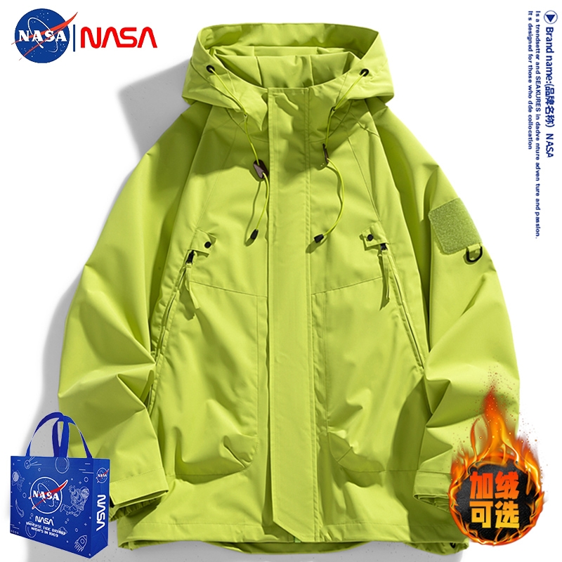 nasa户外冲锋衣女款2025新款秋冬季加绒防风防水棉衣夹克外套男款