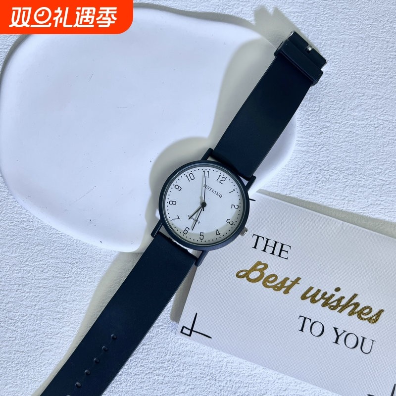 公务员小众考试专用石英手表学生ins简约男女情侣指针式塑料普通