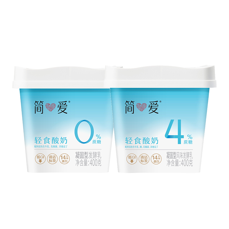 简爱轻食酸奶400g代餐酸奶0%蔗糖+4%蔗糖酸奶碗健身控糖
