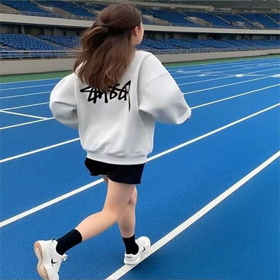 潮牌STUSSY卫衣外套圆领上衣加绒加厚斯图西卫衣男女款重磅毛圈布