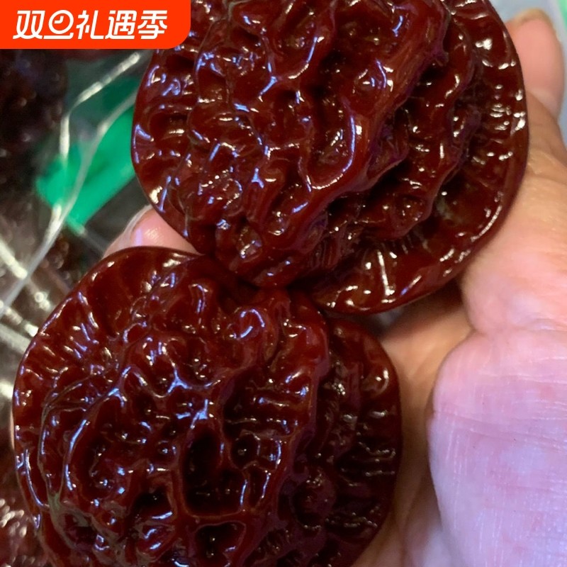 文玩核桃官帽野生手把件男士随身龙纹麒麟纹官帽机刷包浆玉化核桃