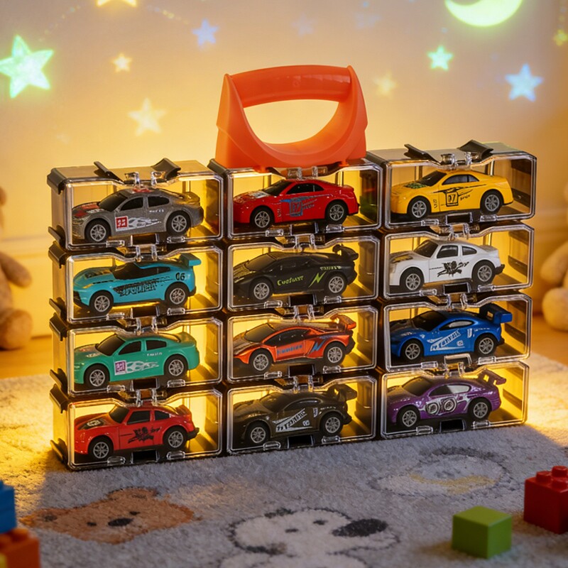 儿童玩具车拼接收纳盒1:64车模展示架陈列柜分格透明盒小汽车模型