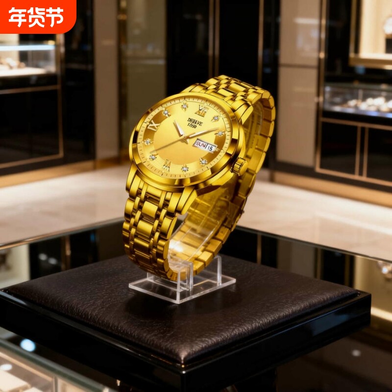 正品瑞士全自动非机械表手表男士学生韩版时尚潮双日历防水表夜光