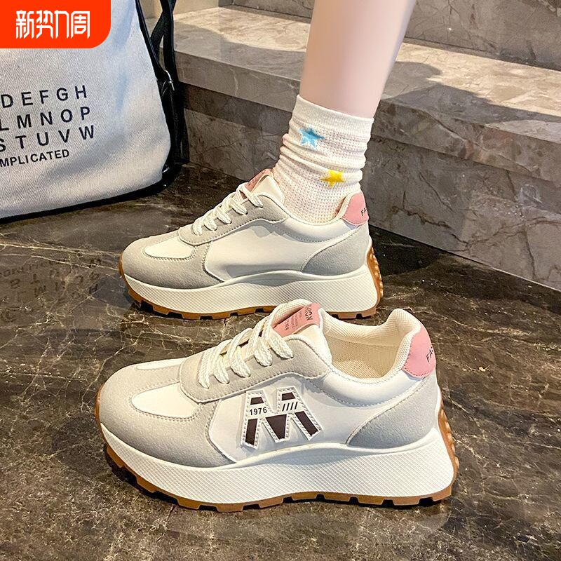 品牌断码2026新款韩版时尚鞋女耐脏百搭圆头休闲老爹增高运动鞋多