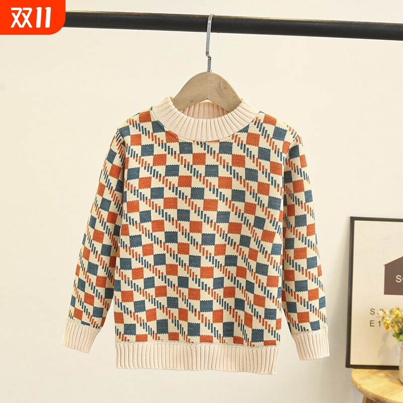 童装男童毛衣2024秋冬款撞色条纹针织打底衫男孩外套儿童春秋装潮