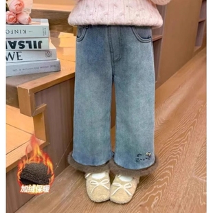 女宝宝冬季 加厚棉裤 儿童装 女童加绒牛仔裤 裤 新款 冬装 子42 秋冬款