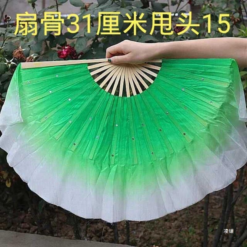 真丝舞蹈扇子跳舞扇广场舞健身秧歌扇子一尺胶州牡丹花扇表演扇子