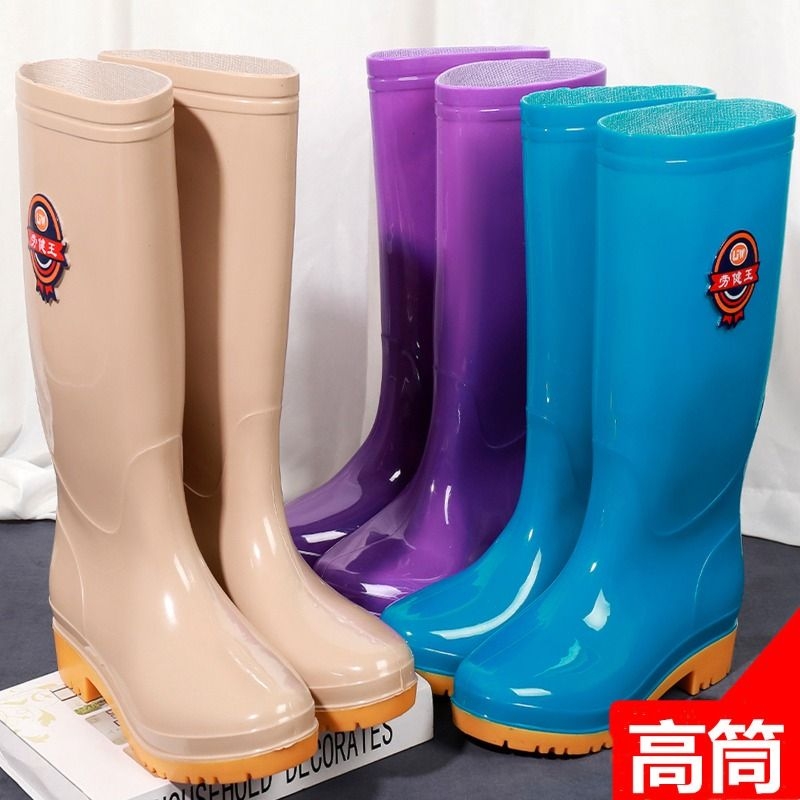 雨靴女款大码高筒雨鞋冬加绒防滑水鞋胶鞋中筒春秋防水耐磨牛筋