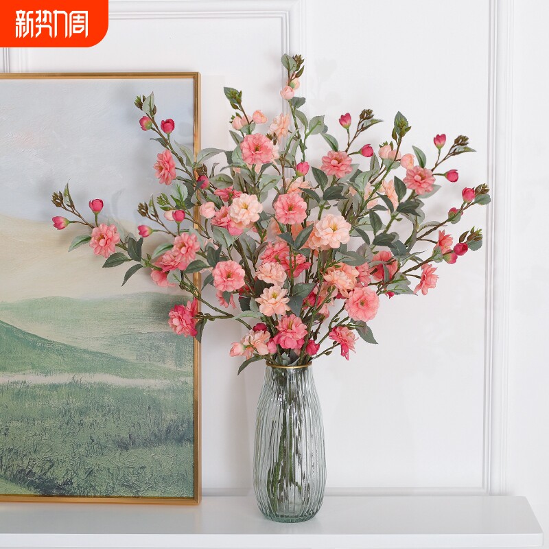 山茶花仿真花假花摆设客厅餐桌花轻奢花卉装饰摆件绢花插花瓶手工