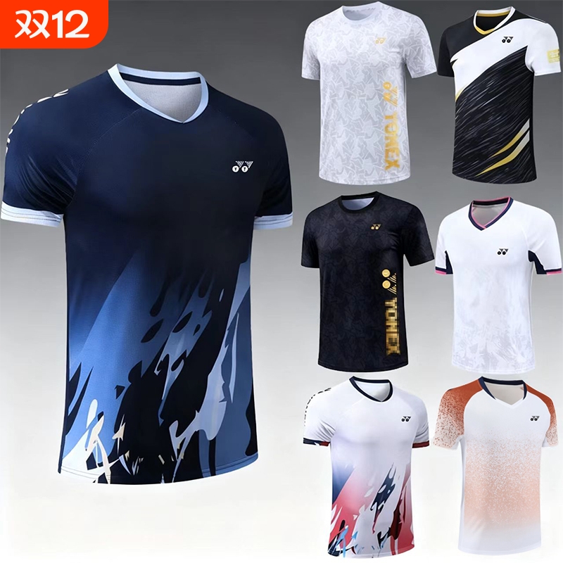 新款yy羽毛球服男女套装速干透气儿童短袖上衣比赛服训练运动短裤