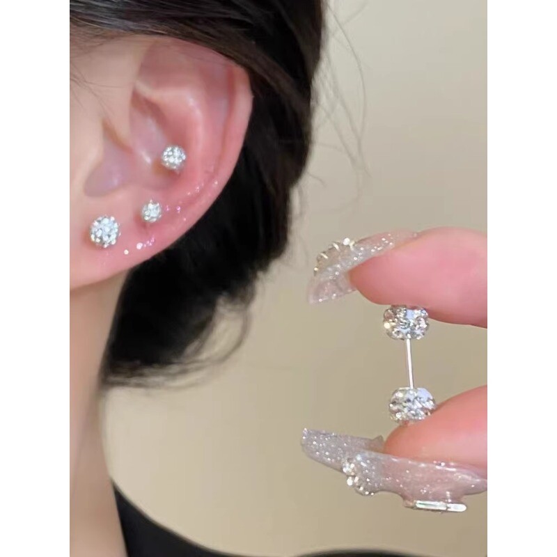 耳钉女养耳洞耳骨钉小众高级感锆石耳蜗钉水钻耳环耳饰多规格