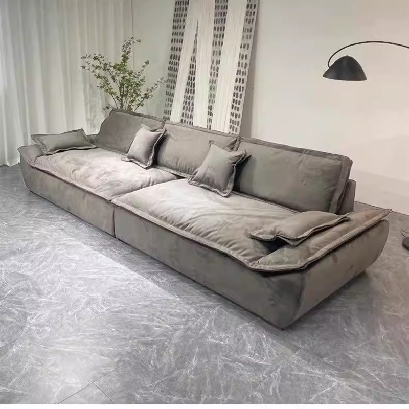 意式帆船沙发客厅小户型直排三人位超宽坐深现代双人布艺懒人沙发