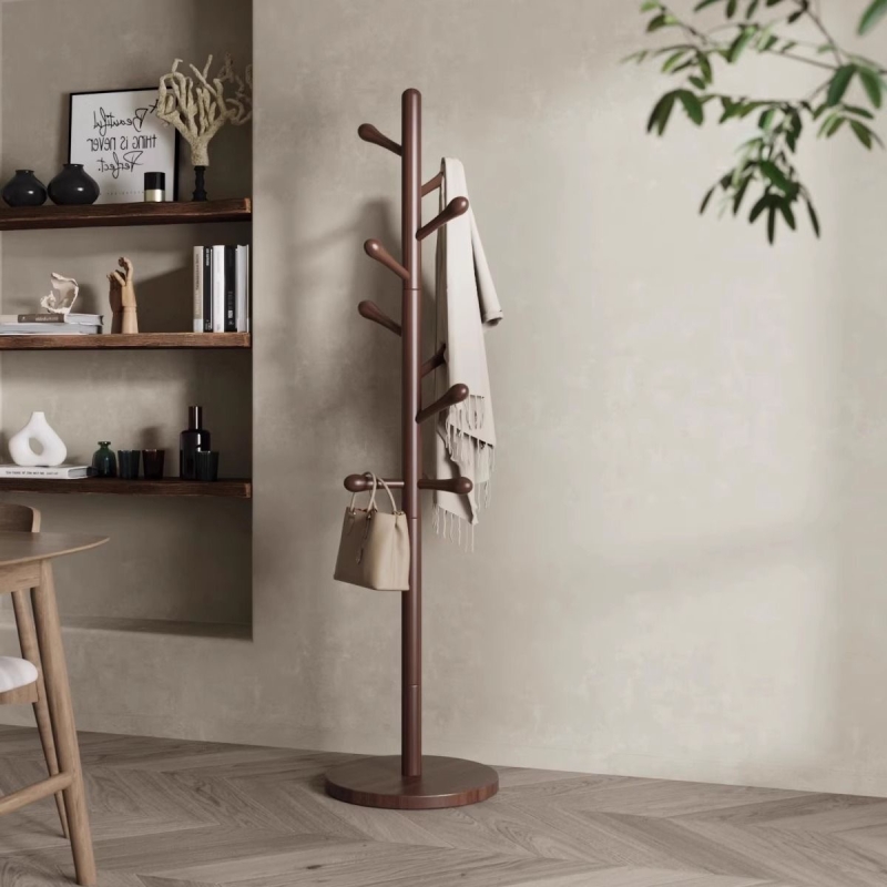 实木挂衣架落地卧室衣帽架家用办公室立式木质挂衣服架子客厅简易