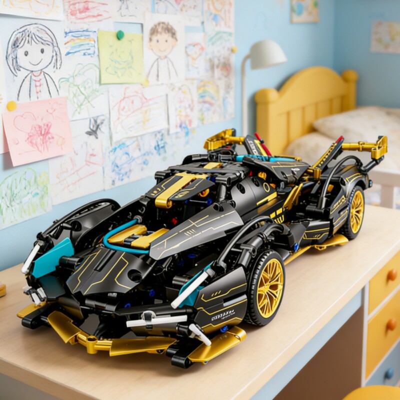 兼容乐高兰博积木基尼跑车模型汽车高难度男孩拼装玩具布加迪赛车