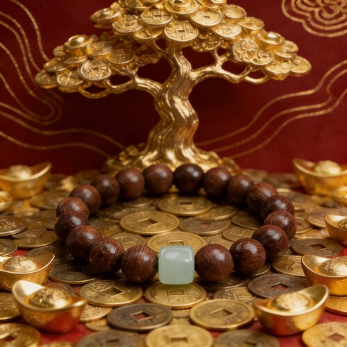 【转运珠】转运生财金丝檀木手链 越戴越亮