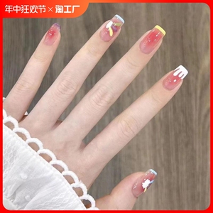 新款穿戴甲纯手工可摘可戴夏日高级美甲超显白学生美甲店裸色纯欲