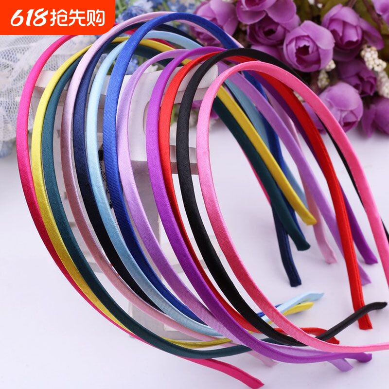 发箍diy材料手工金属包布防滑头箍DIY黑色发圈配件蝴蝶结儿童紫