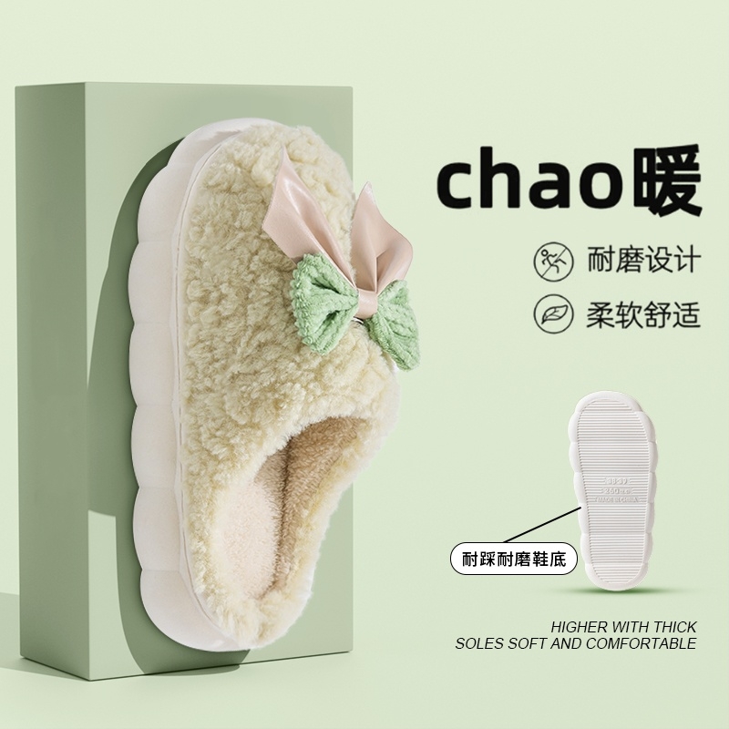 2025新款防滑不臭脚蝴蝶结棉拖鞋