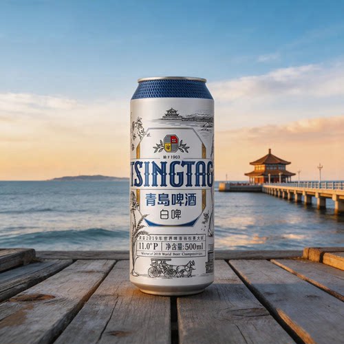 国产全麦白啤青岛啤酒500ml罐装小聚冰镇畅饮囤货装酒精酿酿造