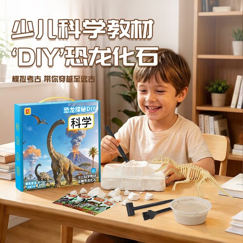 二年级下册科学课恐龙化石膏类考古挖掘玩具套装材料包可拼接模型