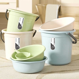 水桶学生宿舍加厚大号洗衣桶泡脚桶盆塑料圆形储水桶洗澡桶手提