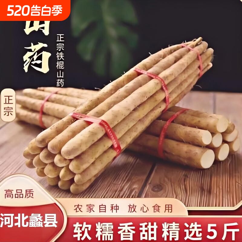 正宗铁棍山药新鲜山药河北小白嘴农家蔬菜产地直发5斤辅食源头