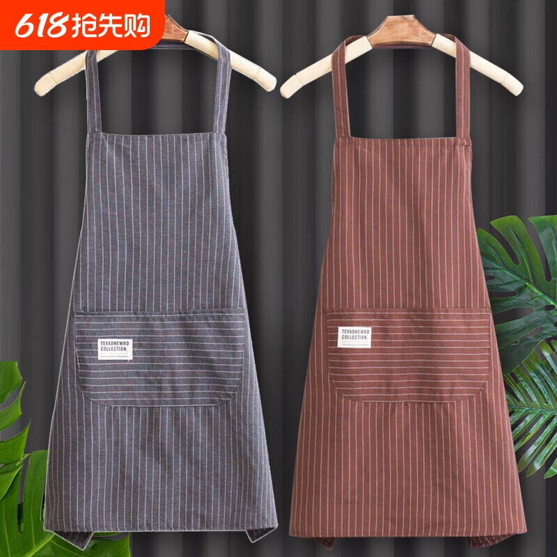 夏季纯棉围裙厨房家用2025新款时尚做饭网红餐饮专用防水质量好的