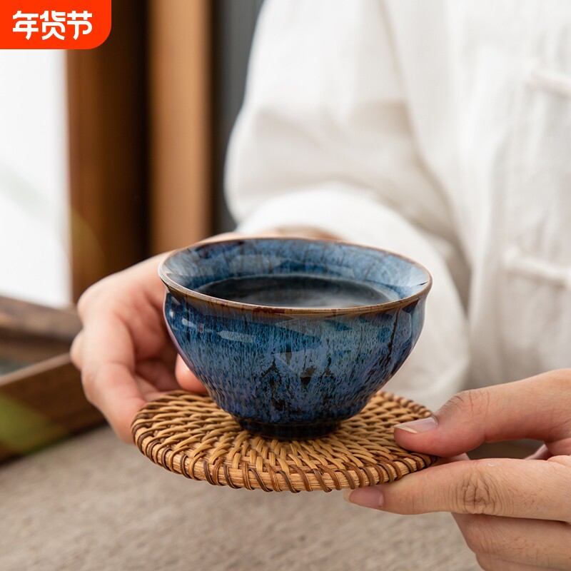 单杯主人杯陶瓷茶杯建盏功夫茶具窑变轻奢家用品茗杯个人喝茶杯