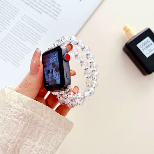 适用苹果手表iwatch11代S10/9/8/7珠链表带SE/UItra3/2/1双排珠链表带时尚精致女款