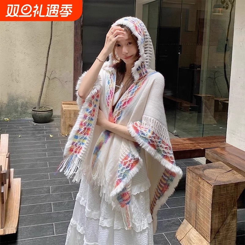 白色连帽披肩女外搭|142人收藏