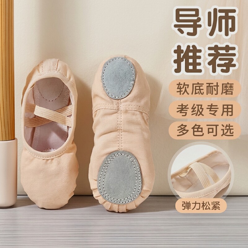 儿童舞蹈鞋专用免系带成人软底猫爪鞋学生形体考级练功鞋专业防滑