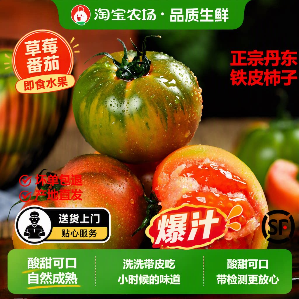 顺丰东北铁皮番茄丹东草莓柿子碱地新鲜水果盘锦西红柿子生吃包邮