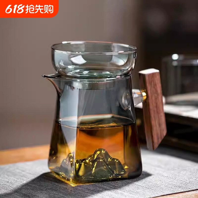 茶器公道杯高硼硅透明玻璃可观山带手柄家用办公待客功夫茶具分