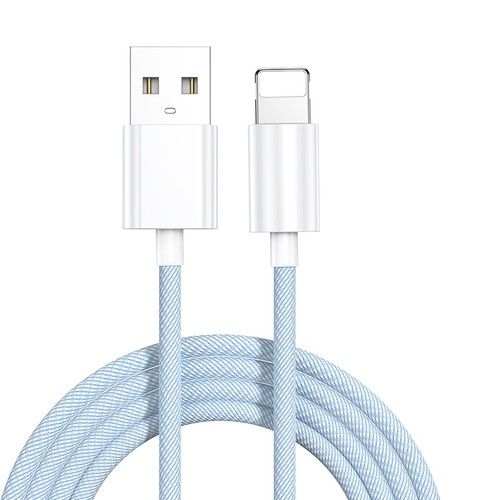 快冲冲适用苹果数据线1米蓝色两条装