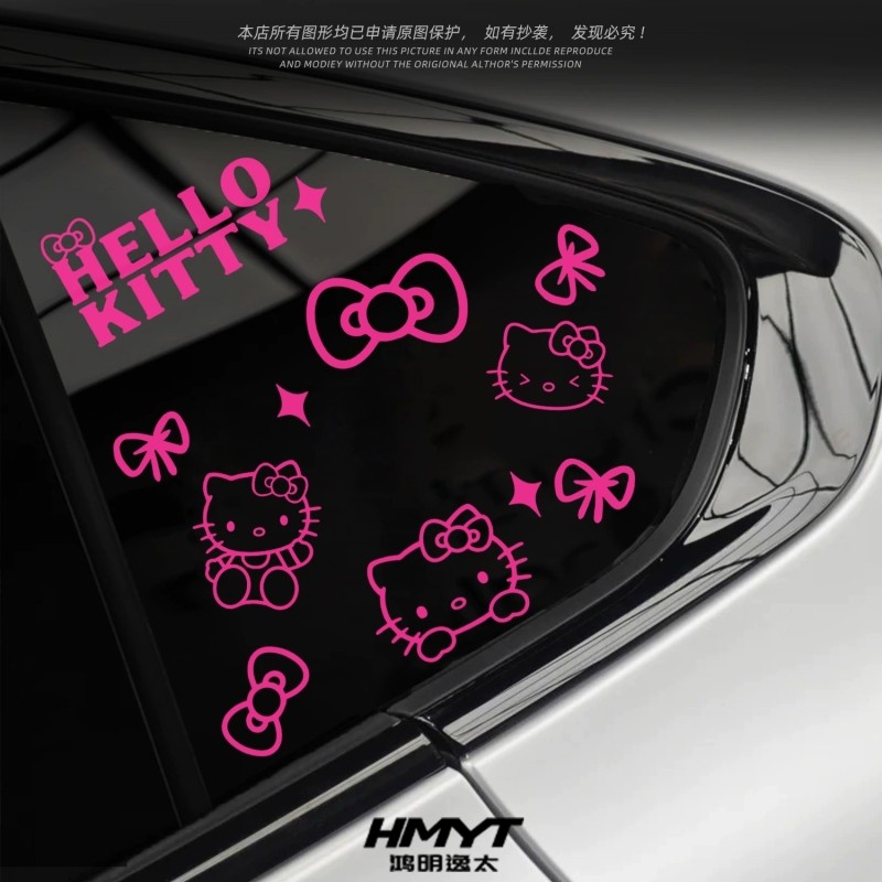 HelloKitty可爱粉红猫汽车DIY创意防水装饰贴纸划痕遮挡