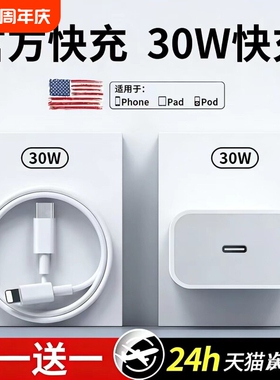 适用苹果PD30W快充iphone16promax充电器头15pro充电头正品13usbc14闪充12手机11数据线xr官方ipad套装