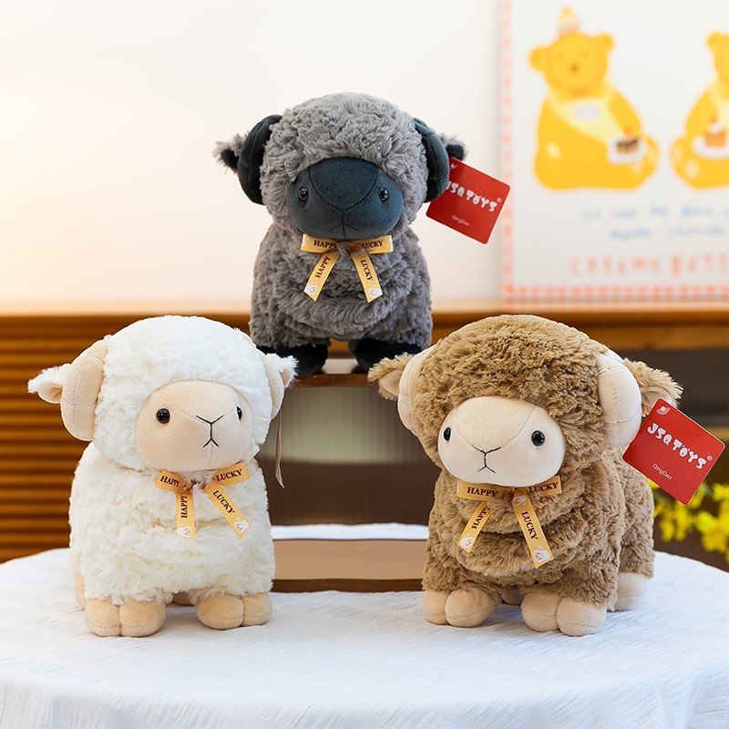 可爱小绵羊毛绒玩具公仔蝴蝶结装饰玩偶布娃娃儿童生日礼物送女生