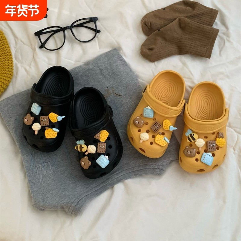 细细条 可爱小熊休闲足弓洞洞鞋ins防滑沙滩软底百搭亲子拖鞋夏季,居家布艺,居家亲子拖鞋,淘宝优惠券,粉丝福利购,淘宝优惠卷