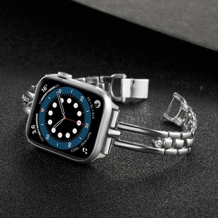 适用苹果手表iwatch11代金属表带S10/9/8/7/SE/UItra3/2/1走珠圆钻表带轻奢商务时尚女男