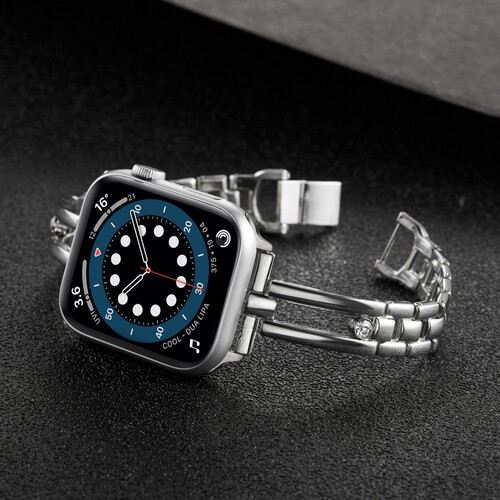 适用苹果手表iwatch11代金属表带S10/9/8/7/SE/UItra3/2/1走珠圆钻表带轻奢商务时尚女男