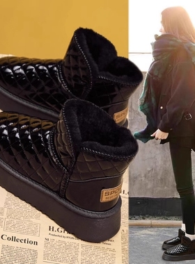 厚底雪地靴女款冬季2024新款皮毛一体加绒加厚防滑防水棉鞋女鞋子