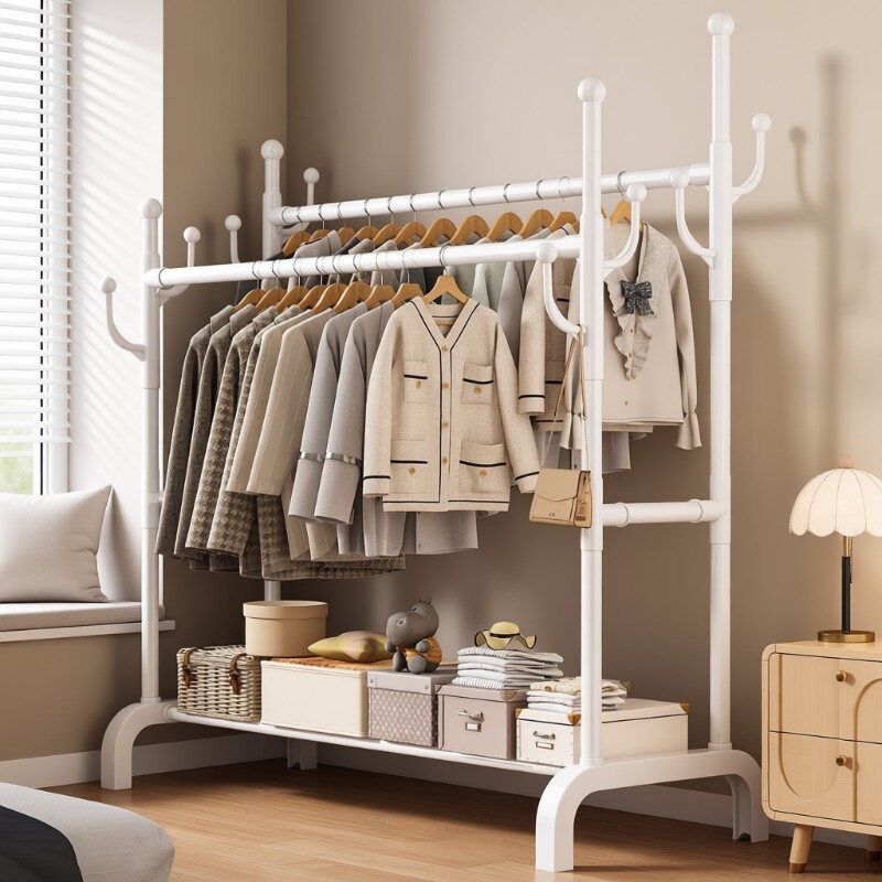 衣架落地卧室家用阳台挂衣杆晒衣服架子简易室内晾衣架宿舍衣帽架