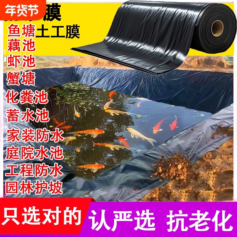 鱼塘防渗膜加厚土工膜虾池蟹塘沼气池化粪池园林水池专用pe塑料膜
