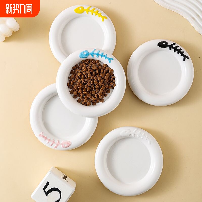 猫碗陶瓷罐头盘碟子猫食盆饭盆防打翻猫咪喝水碗狗碗食盆宠物用品