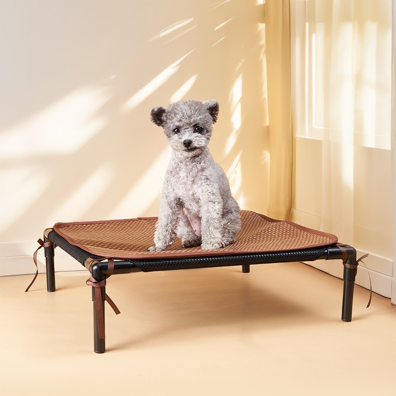 宠物行军床猫窝狗窝夏季防潮狗垫子可拆洗透气草席垫防咬金属材质