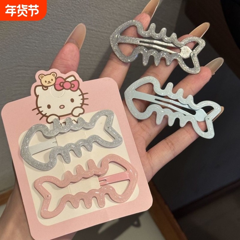 可爱甜酷辣妹鱼骨BB夹韩系闪粉碎发刘海夹卡通小众ins风侧边发卡,饰品/流行首饰/时尚饰品新,发饰,淘宝优惠券,粉丝福利购,淘宝优惠卷