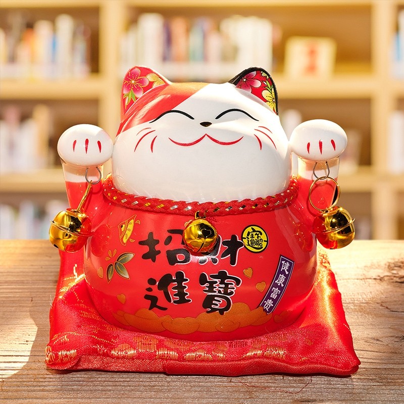 招财猫摆件开业小店铺收银台家居客厅店铺家用礼品储钱罐桌面摆件