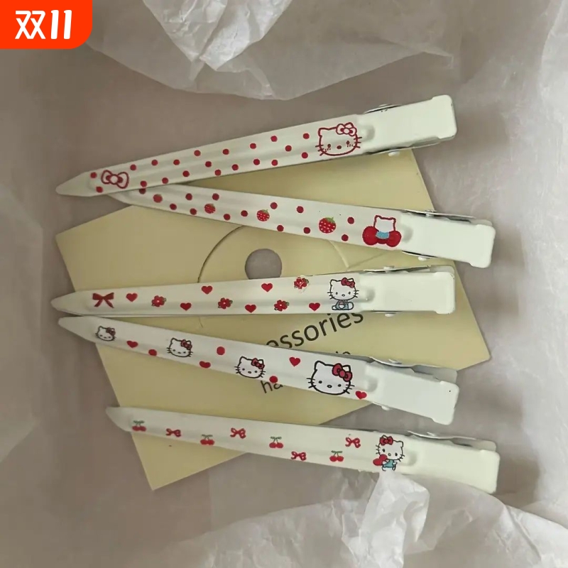 可爱甜美kt猫无痕鸭嘴爆款发夹洗脸夹碎发碎发一字高颜值刘海发卡