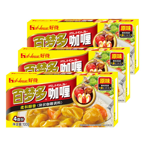 好侍百梦多原味微辣辣味咖喱100gX3盒调味作料日式咖喱块
