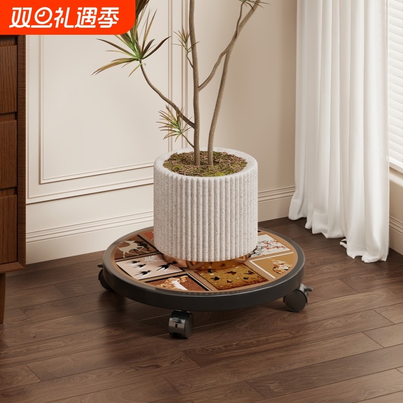 花盆托架万向轮庭院多肉移动花架客厅入户玄关落地增高绿植展示架